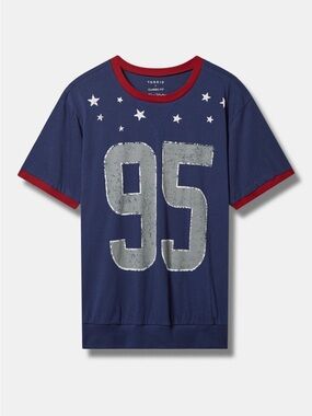 Torrid 95 Classic Varsity Sweatshirt Stars Graphic Tee Sporty Size 2 / X NEW